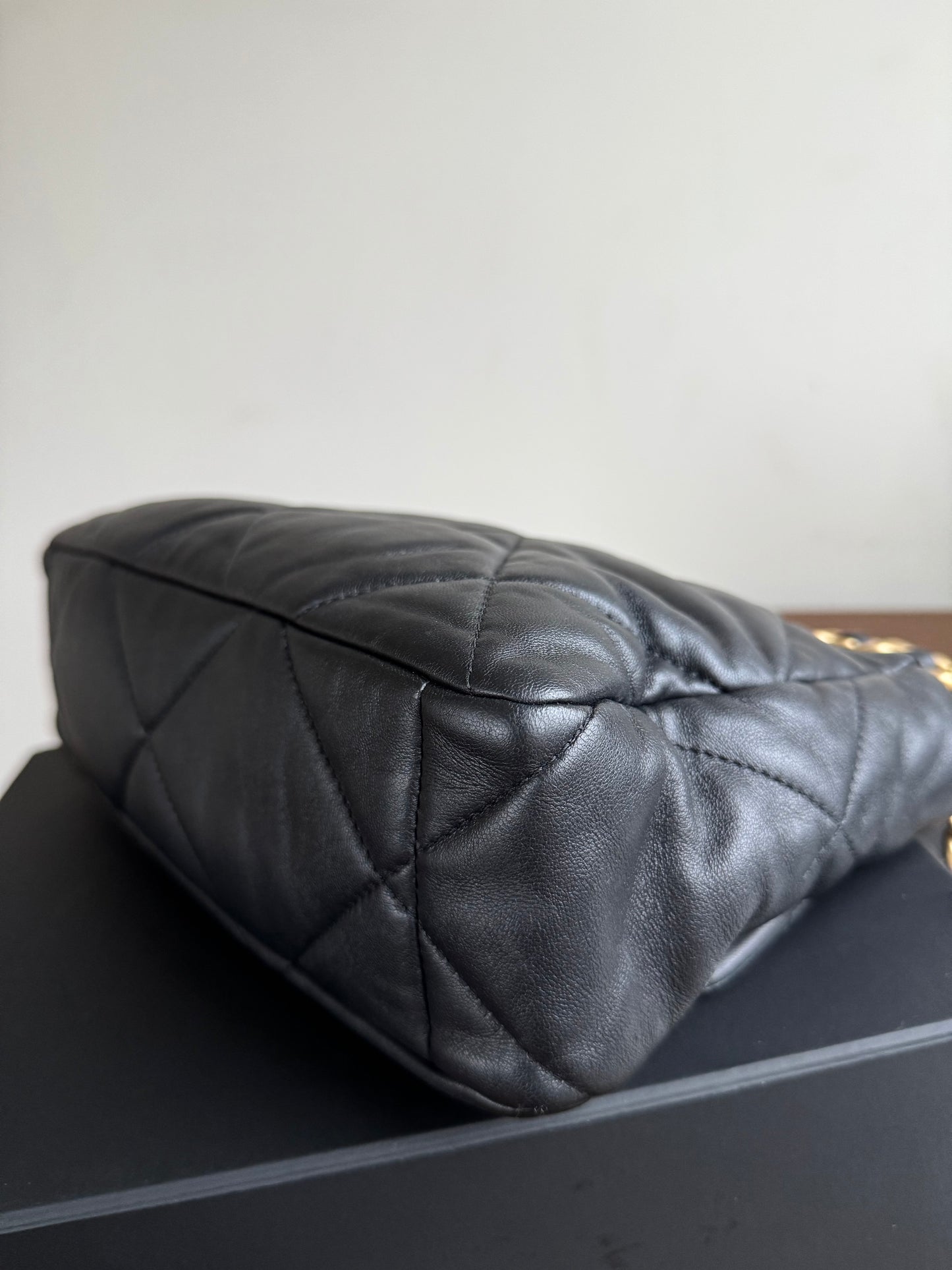 Pre-owned Chanel 19 Large Black Lambskin Flap Bag