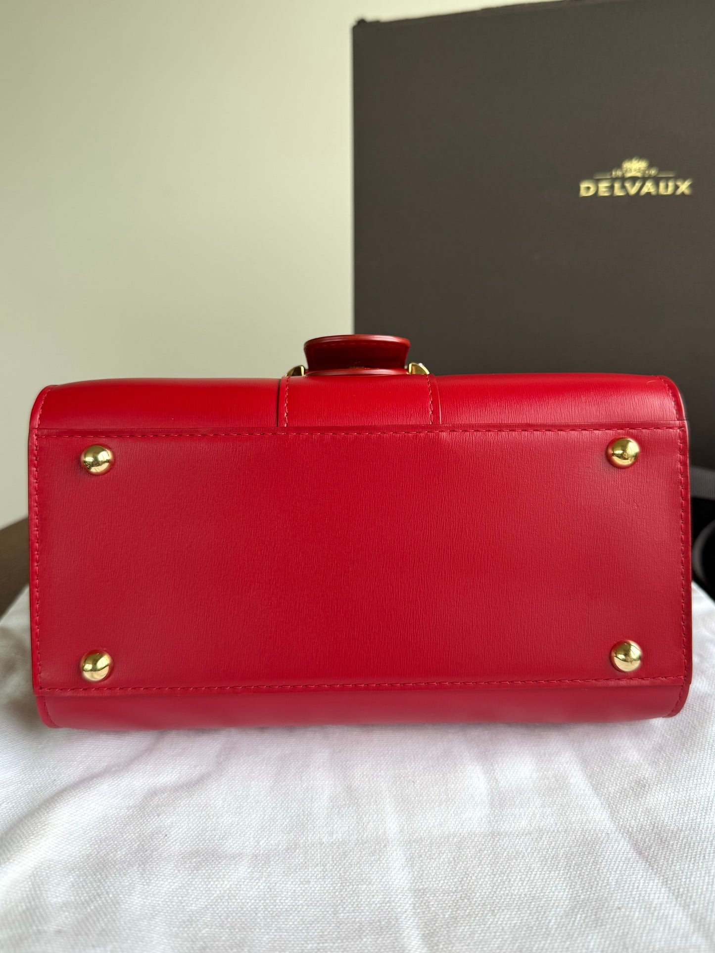 Pre-owned Delvaux Brillant Mini Swarovski Red Box Leather Bag Limited Edition