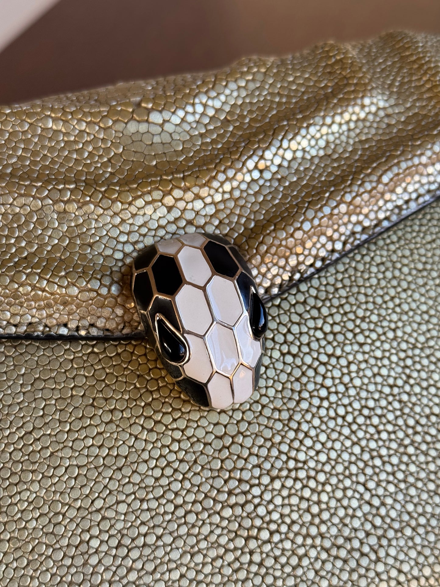 Pre-owned Bvlgari Serpenti Forever Small Gold Stingray Shoulder Bag