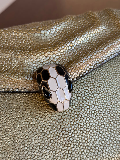 Pre-owned Bvlgari Serpenti Forever Small Gold Stingray Shoulder Bag