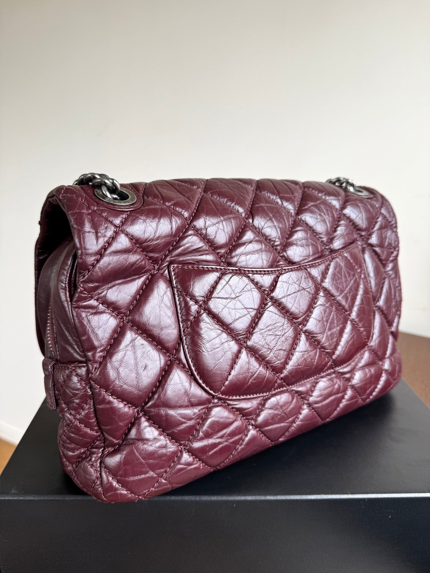 Pre-owned Chanel Portobello Burgundy Aged Calfskin Flap Bag