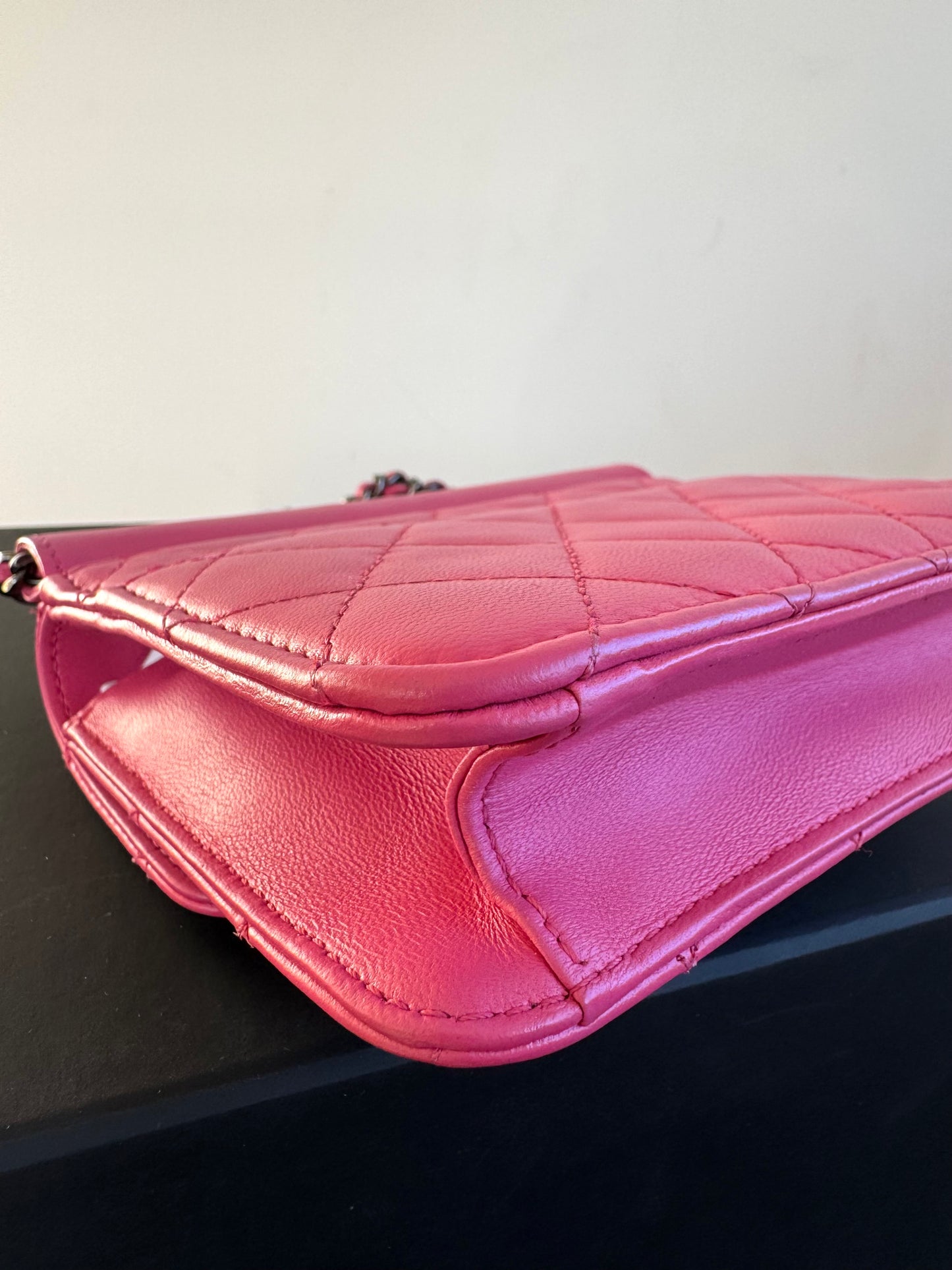 Pre-owned Chanel Crossing Time Mini Pink Leather Flap Bag