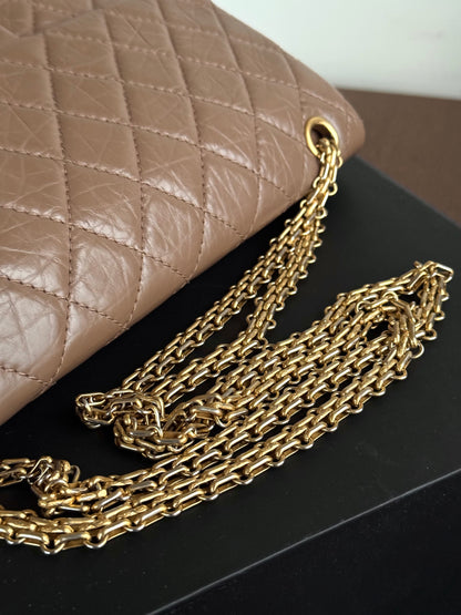 Pre-owned Chanel 2.55 Reissue Large 226 Taupe Leather Flap Bag