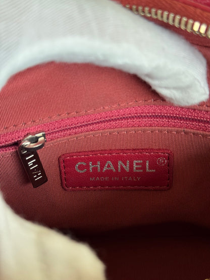 Pre-owned Chanel Gabrielle Small Orange Red Leather Hobo Bag