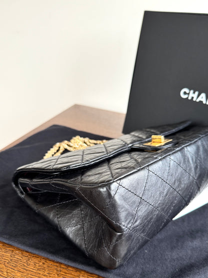 Pre-owned Chanel 2.55 Maxi 227 Black Leather Flap Bag