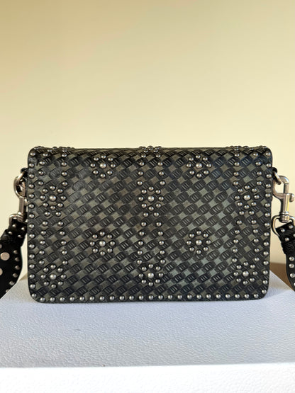 Pre-owned Dior Dio(r)evolution Studded Black Leather Flap Bag