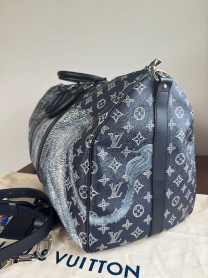 Pre-owned Louis Vuitton Chapman Brothers Keepall 55 Ink Lion Travel Bag