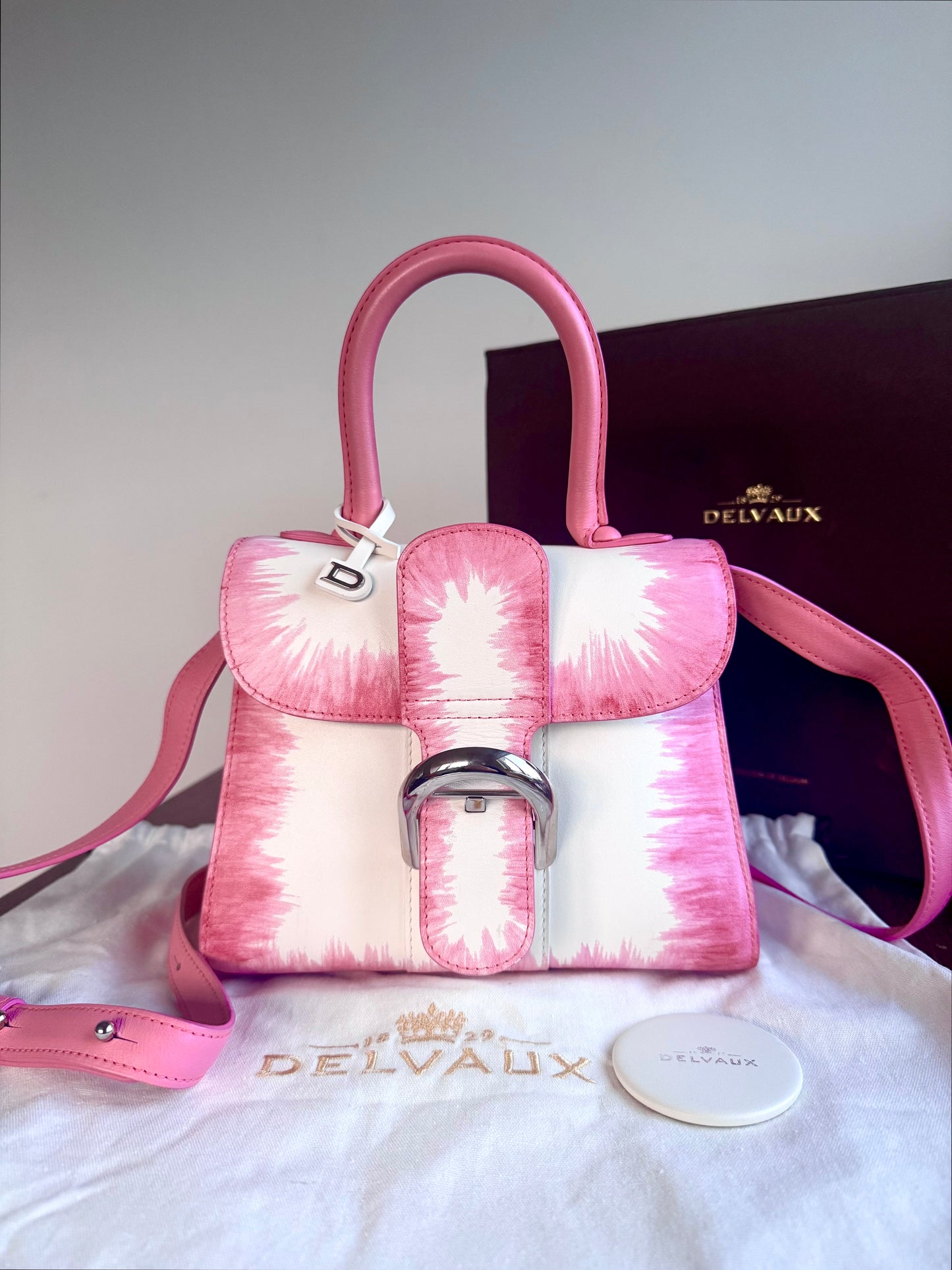 Pre-owned Delvaux Brillant Mini Flamingo Oeillet Leather Bag