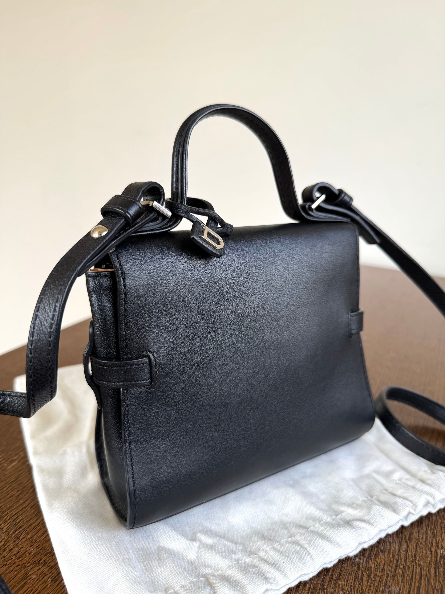 Pre-owned Delvaux Tempête Micro Black Calfskin Bag