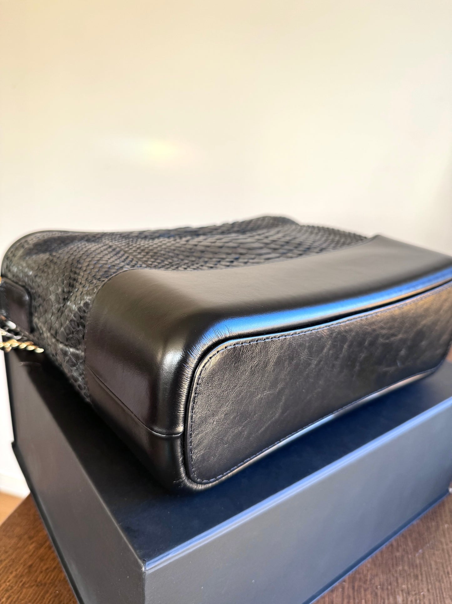 Pre-owned Chanel Gabrielle Medium Black Python Leather Hobo Bag Limited Edition