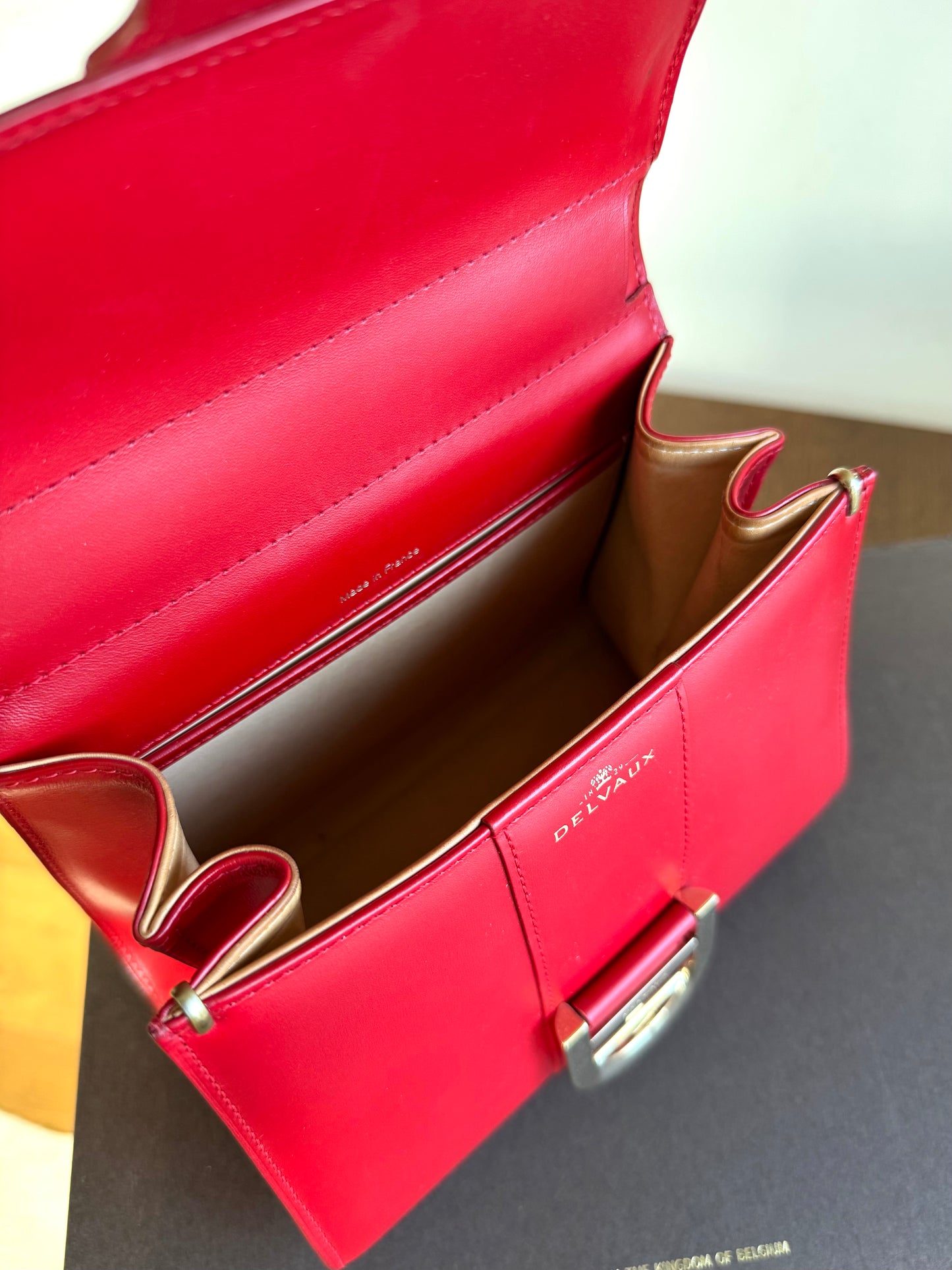 Pre-owned Delvaux Brillant Mini Red Box Calf Bag