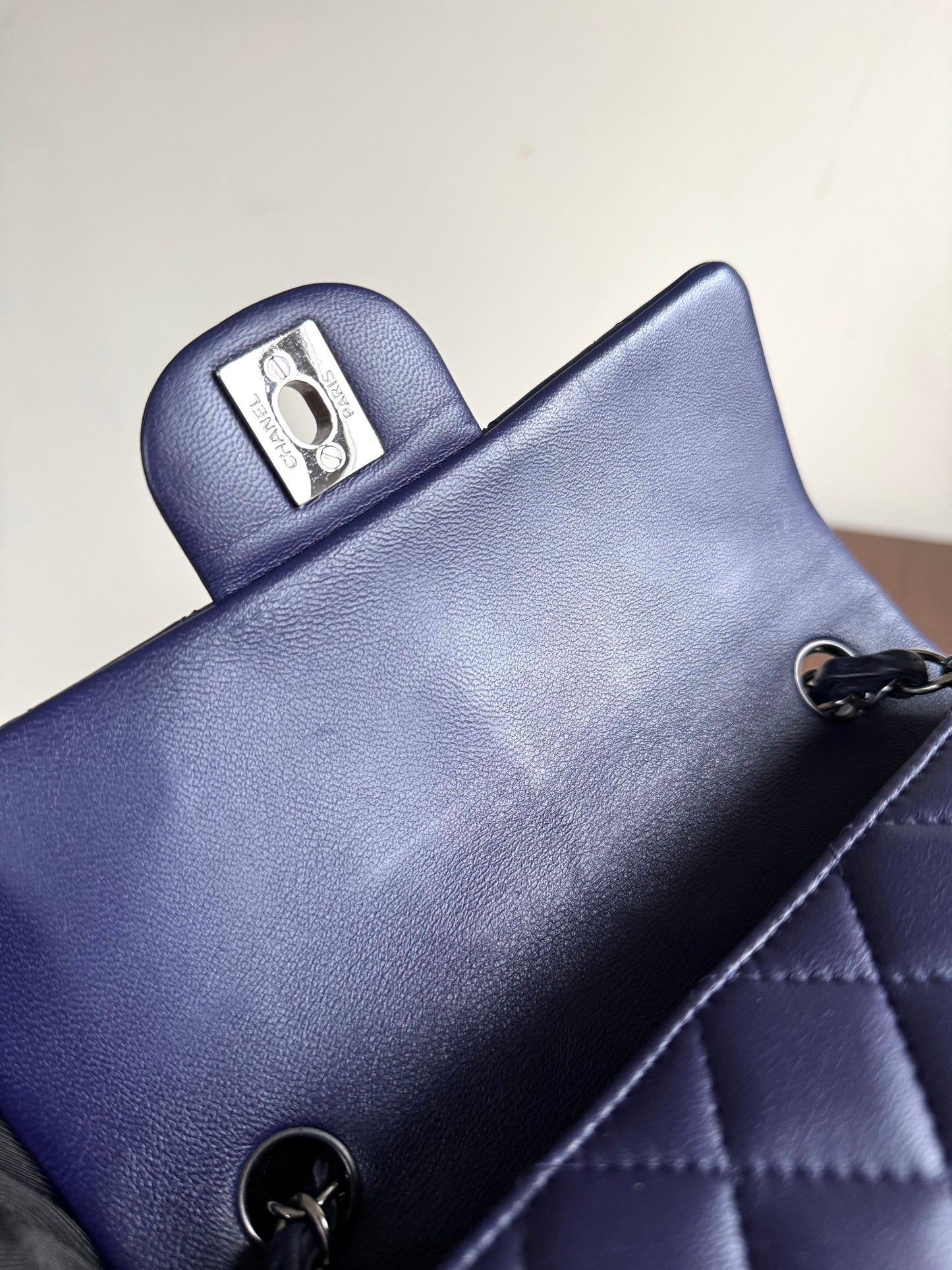Pre-owned Chanel Timeless Mini Rectangle Purple Leather Bag