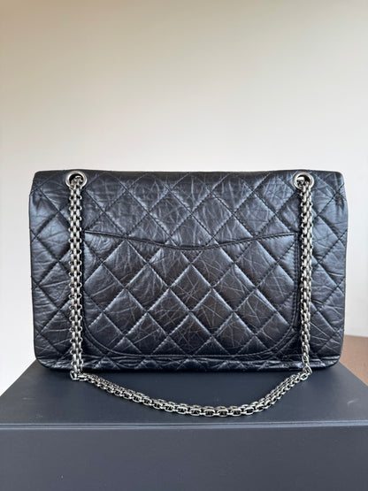 Pre-owned Chanel 2.55 Reissue Maxi 227 Black Calfskin Flap Bag