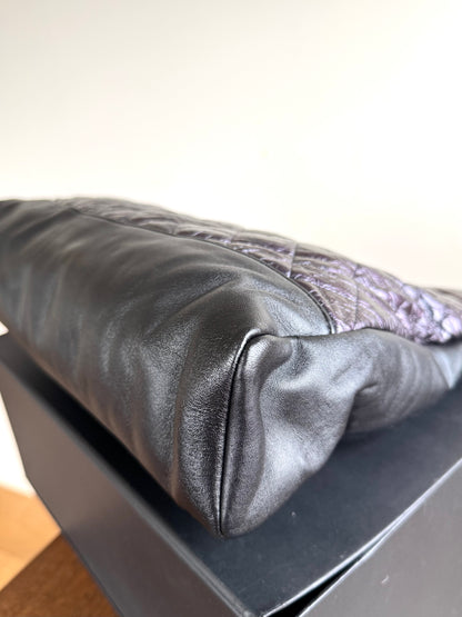 Pre-owned Chanel 31bag Large Black Purple Waxed Leather Tote Bag