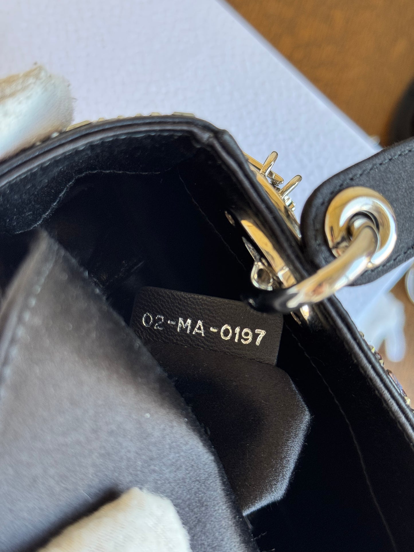 Pre-owned Dior Lady Dior Mini Black Satin Bag