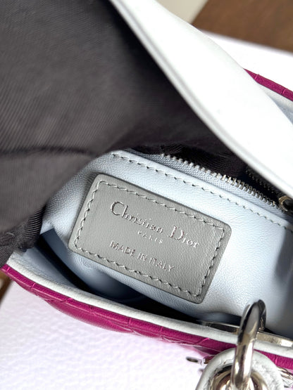 Pre-owned Dior Lady Dior Mini Multicolor Lambskin Cannage Bag