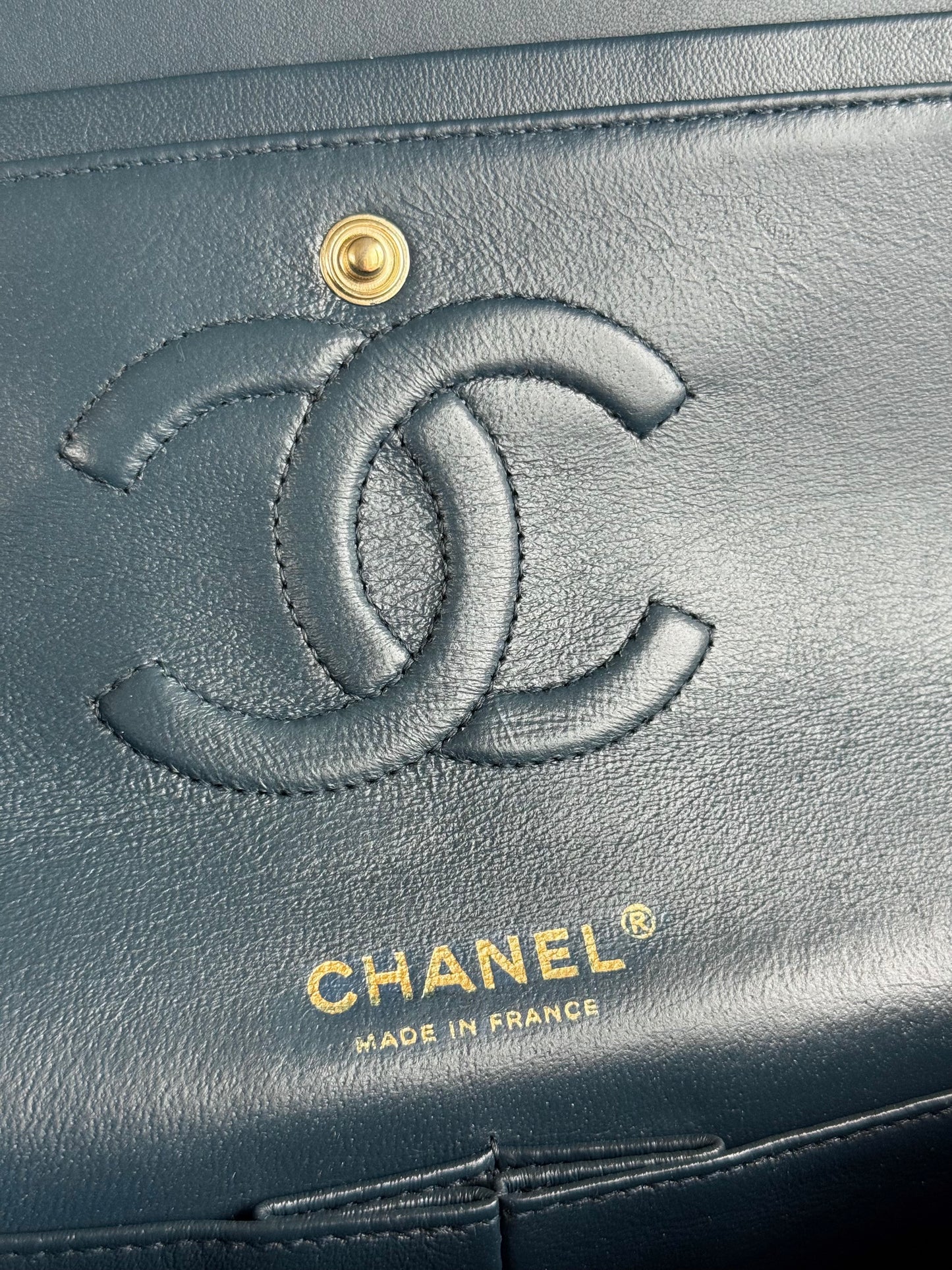 Pre-owned Chanel Timeless Classic Medium Marine Blue Lambskin Flap Bag