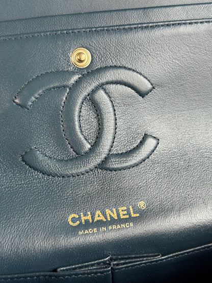 Pre-owned Chanel Timeless Classic Medium Marine Blue Lambskin Flap Bag
