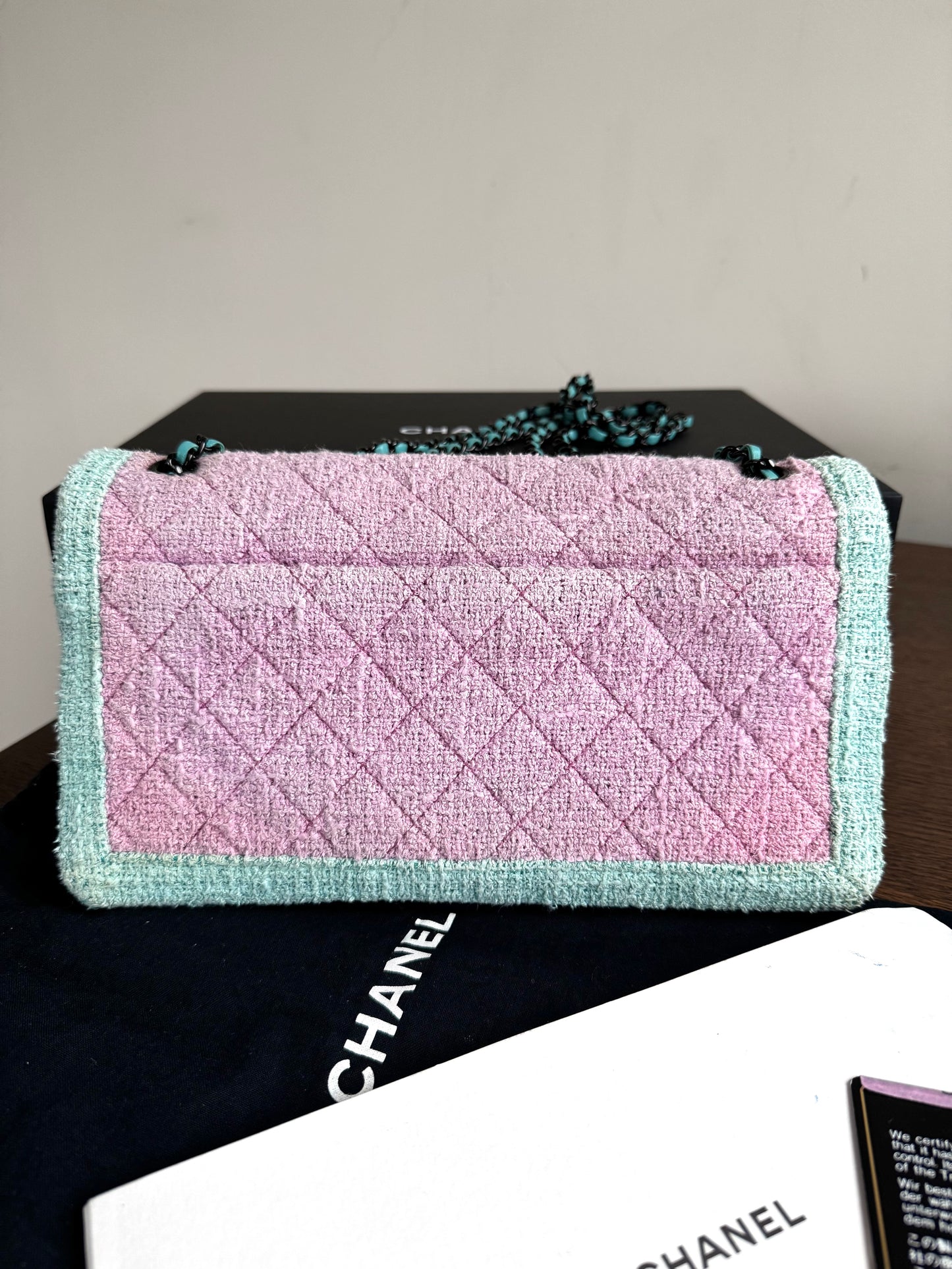 Pre-owned Chanel Pink Turquoise Tweed Flap Bag