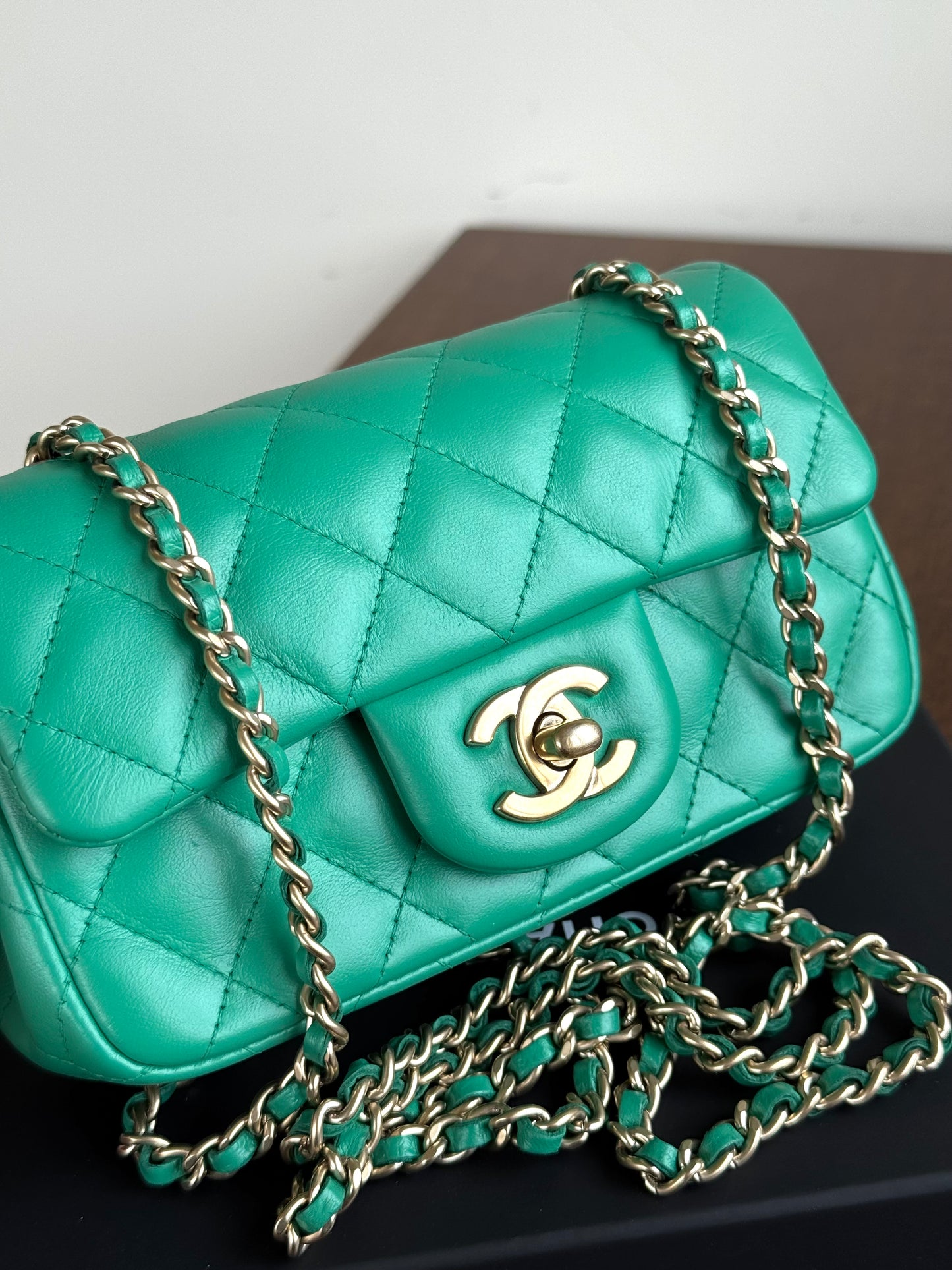 Pre-owned Chanel Timeless Extra Mini Green Leather Flap Bag