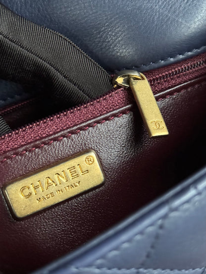 Pre-owned Chanel Rock The Corner Small Navy Leather Flap Bag