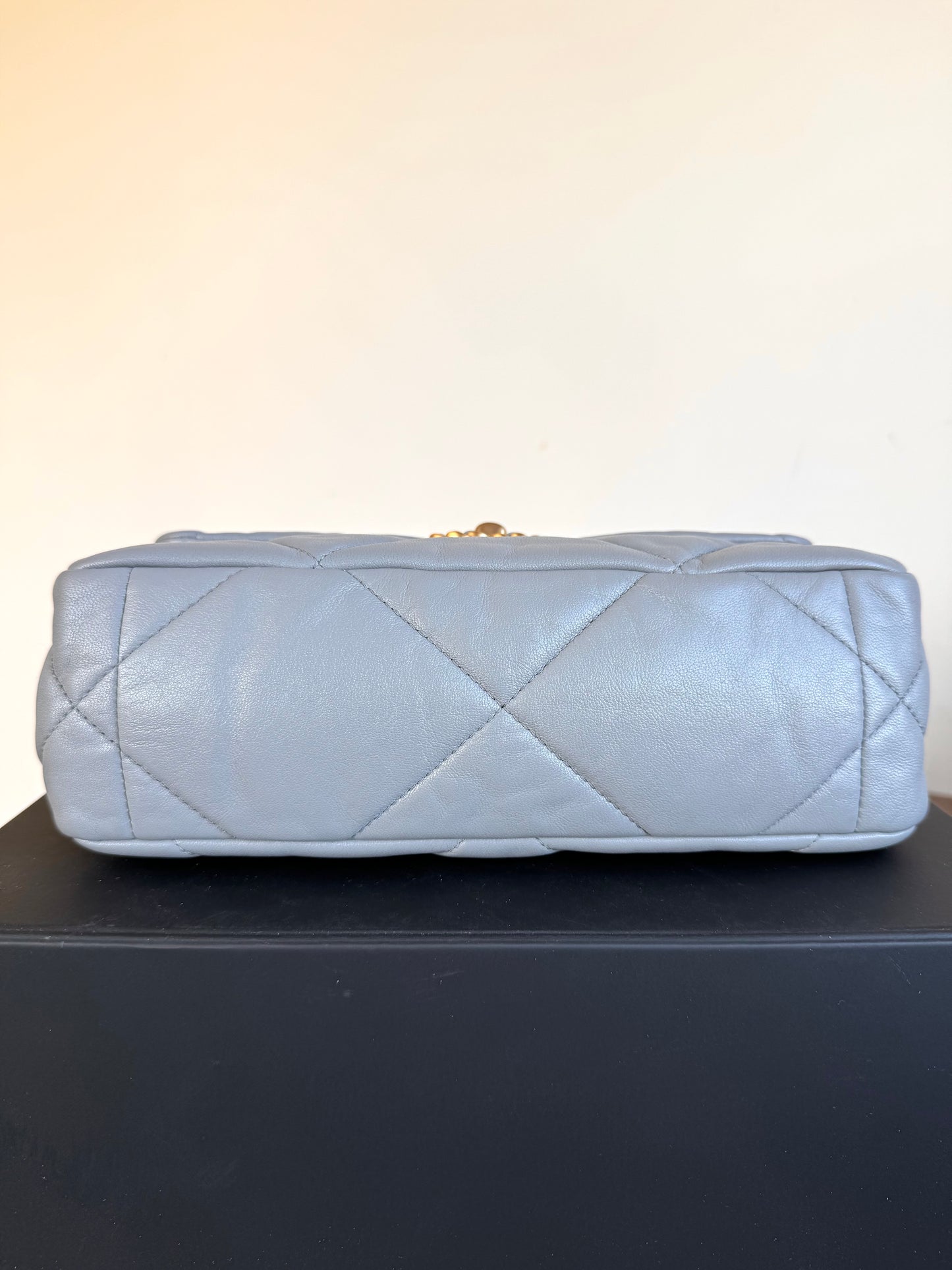 Pre-owned Chanel 19 Small Grey Lambskin Flap Bag