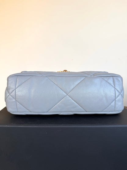 Pre-owned Chanel 19 Small Grey Lambskin Flap Bag