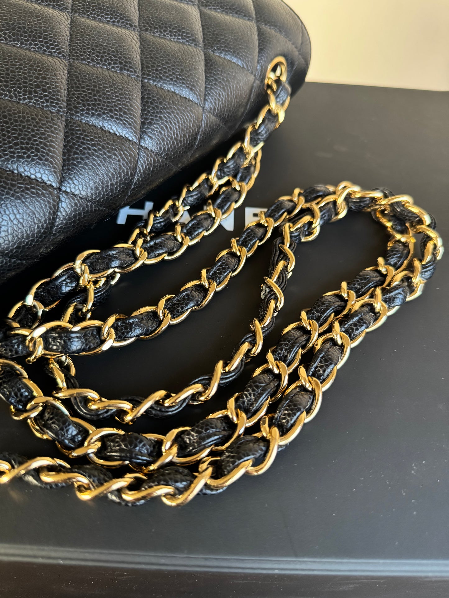 Pre-owned Chanel Timeless Classic Jumbo Black Caviar Flap Bag