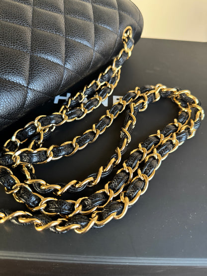 Pre-owned Chanel Timeless Classic Jumbo Black Caviar Flap Bag