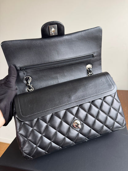 Pre-owned Chanel Timeless Classic Medium Black Lambskin Flap Bag