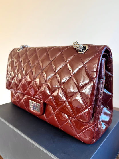 Pre-owned Chanel 2.55 Reissue Maxi 227 Burgundy Patent Leather Flap Bag