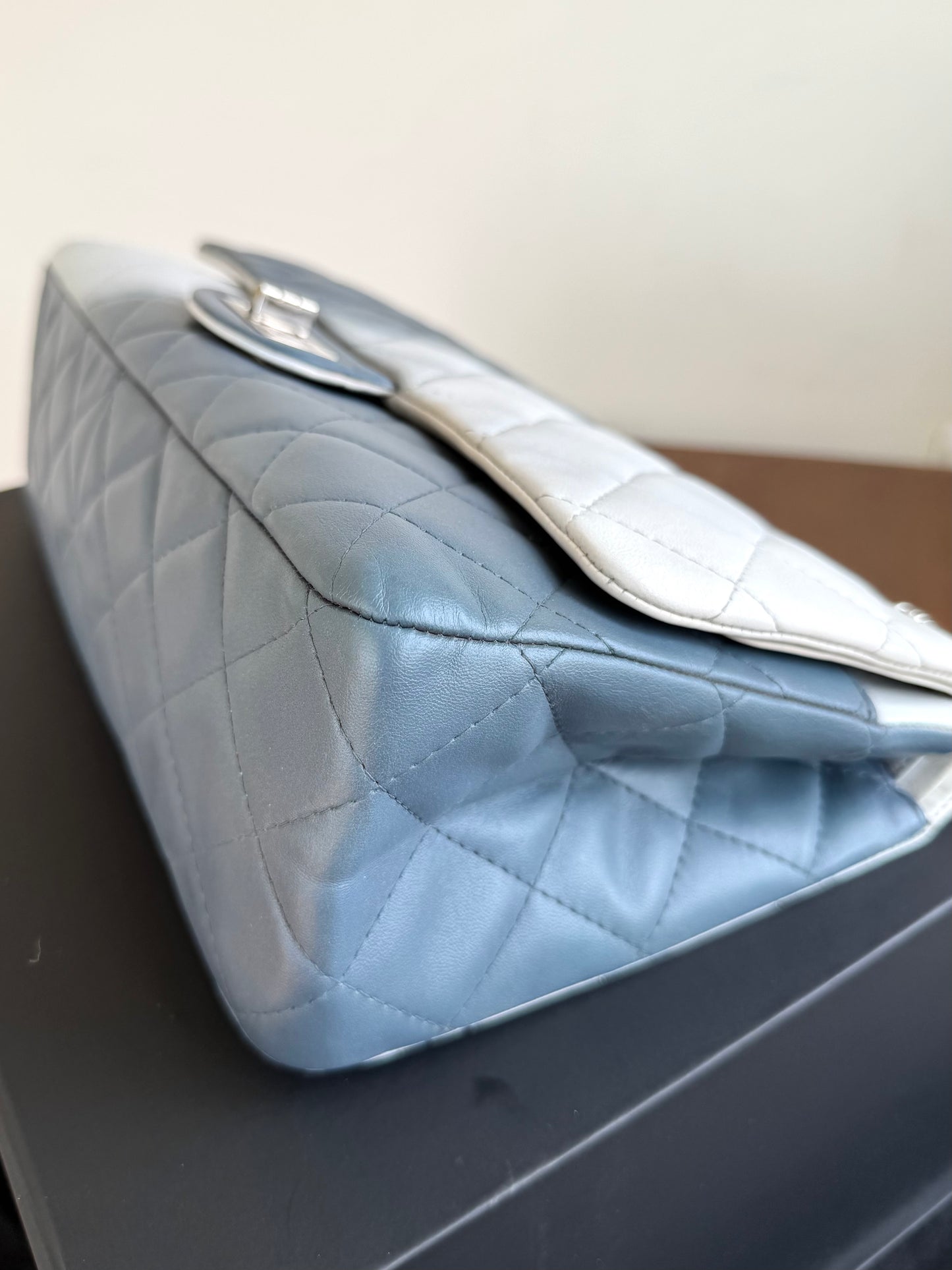 Pre-owned Chanel 2.55 Reissue Maxi 227 Misty Blue Degrade Lambskin Flap Bag