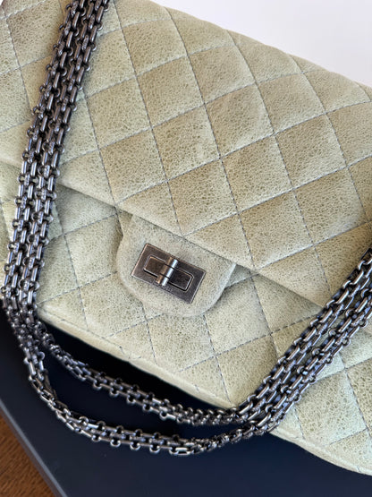 Pre-owned Chanel 2.55 Reissue Large 226 Pistachio Green Nubuck Flap Bag