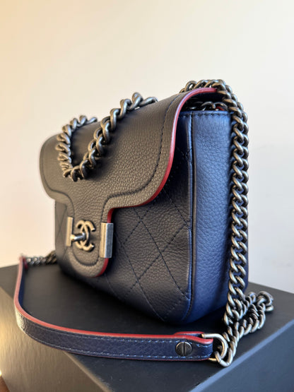 Pre-owned Chanel Archi Chic Navy Blue Leather Flap Bag