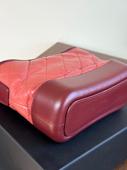 Pre-owned Chanel Gabrielle Small Brick Red Burgundy Leather Hobo Bag