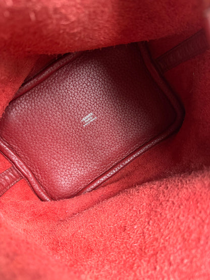 Pre-owned Hermès Picotin 18 Clemence Rouge Grenade Handle Bag