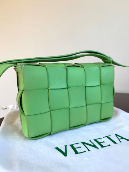 Pre-owned Bottega Veneta Cassette Green Lambskin Flap Bag