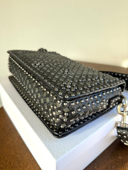 Pre-owned Dior Dio(r)evolution Studded Black Leather Flap Bag