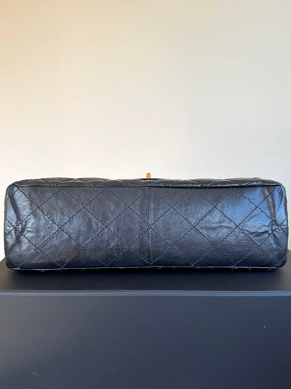 Pre-owned Chanel 2.55 Reissue Maxi 227 Black Calfskin Flap Bag