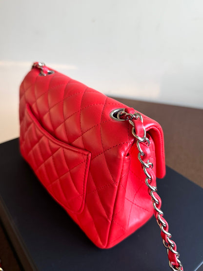 Pre-owned Chanel Timeless Mini Rectangle Coral Red Leather Bag