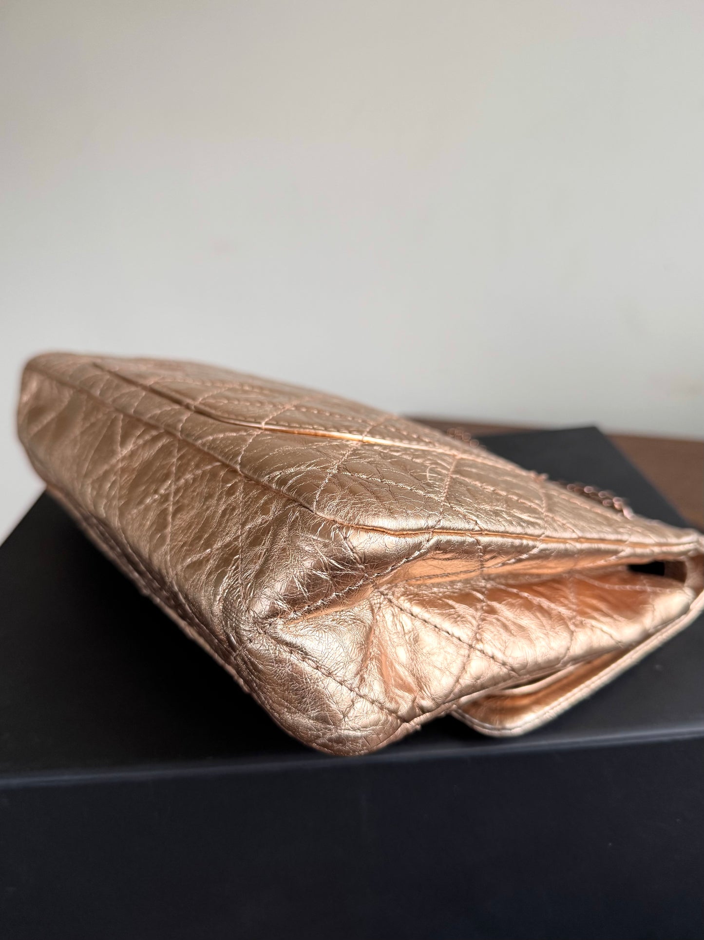 Pre-owned Chanel 2.55 Maxi Rose Gold Calfskin Leather Flap Bag