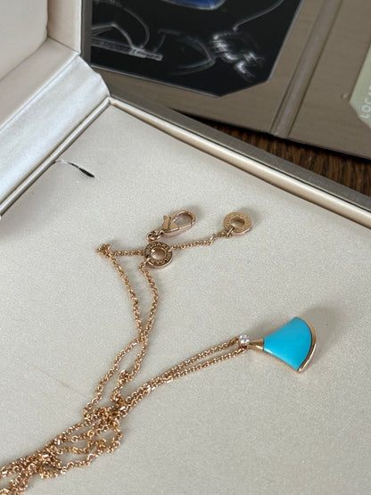 Pre-owned Bvlgari Divas Turquoise 18K Pink Gold Nacklace