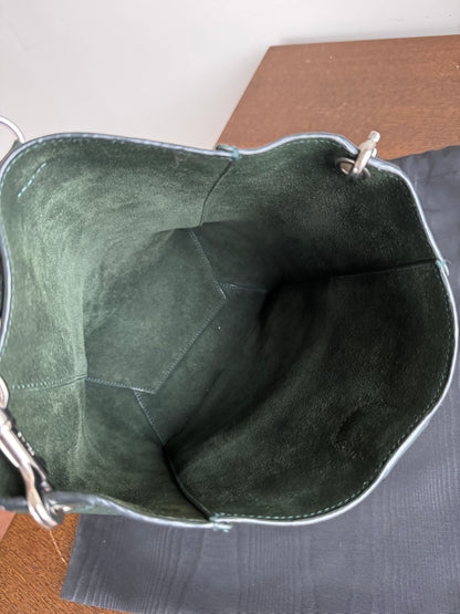Pre-owned Céline Seau Sangle Small Dark Green Leather Tote Bag