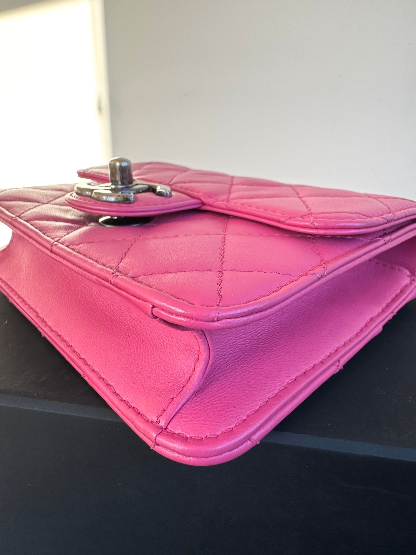 Pre-owned Chanel Crossing Time Mini Pink Leather Flap Bag