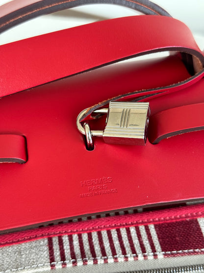 Pre-owned Hermès Herbag Zip 50 Printed Toile Leather Travel Bag