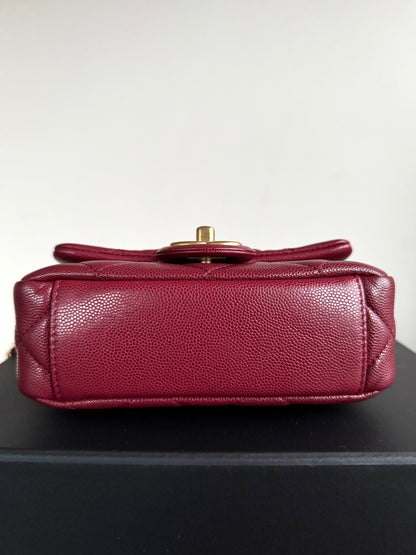Pre-owned Chanel Twist Your Button Mini Burgundy CaviarFlap Bag
