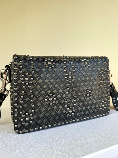 Pre-owned Dior Dio(r)evolution Studded Black Leather Flap Bag