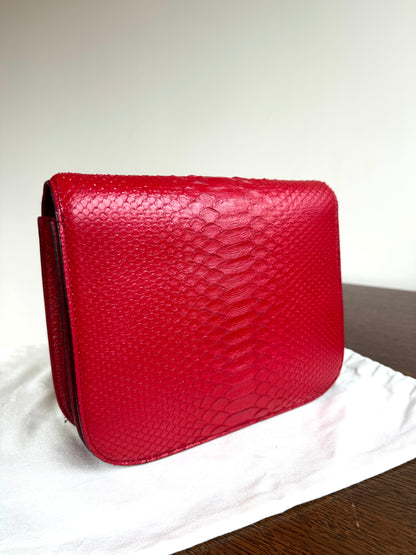 Pre-owned Céline Classic Box Medium Red Python Bag