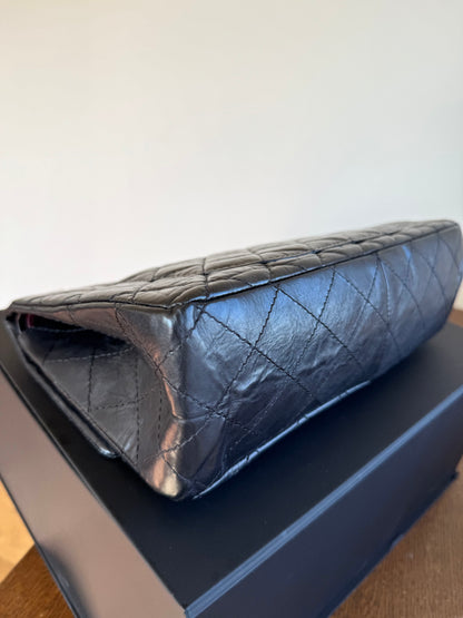 Pre-owned Chanel 2.55 Reissue Maxi 227 Black Calfskin Flap Bag
