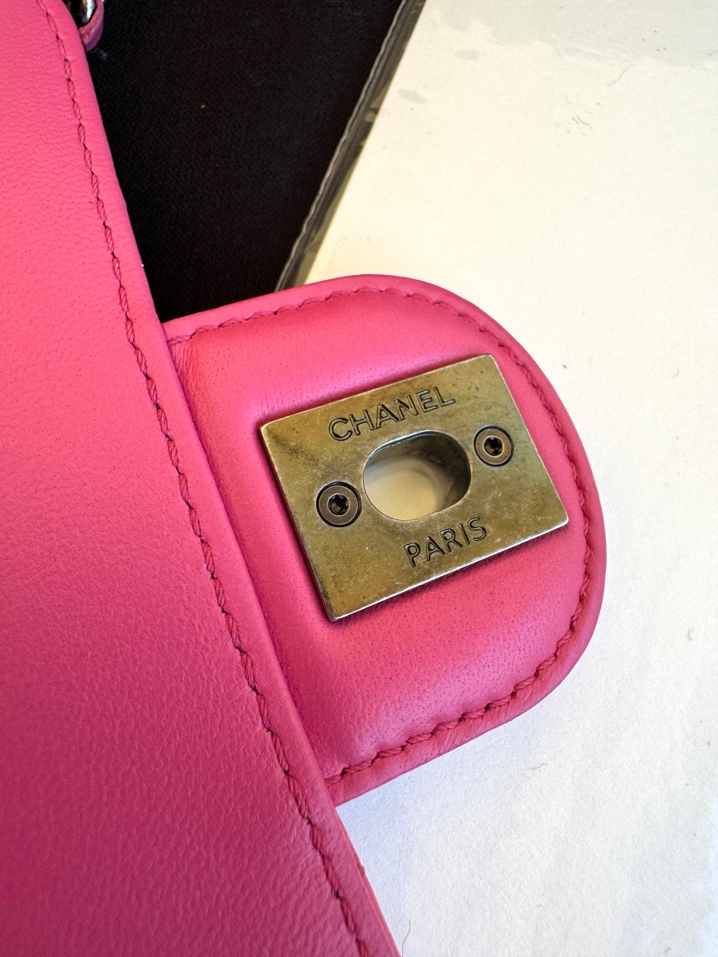 Pre-owned Chanel Crossing Time Mini Pink Leather Flap Bag